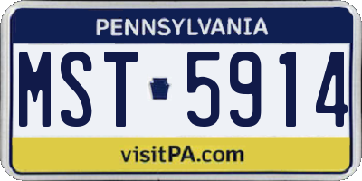 PA license plate MST5914
