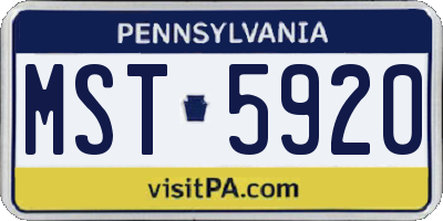 PA license plate MST5920
