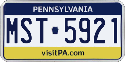 PA license plate MST5921