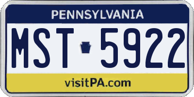 PA license plate MST5922