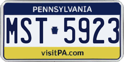 PA license plate MST5923