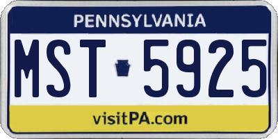 PA license plate MST5925
