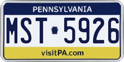 PA license plate MST5926