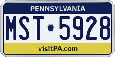 PA license plate MST5928