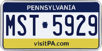 PA license plate MST5929
