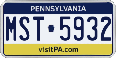 PA license plate MST5932