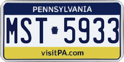 PA license plate MST5933