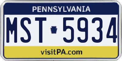 PA license plate MST5934