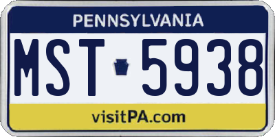 PA license plate MST5938