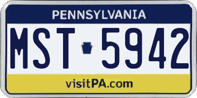 PA license plate MST5942