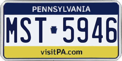 PA license plate MST5946