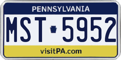 PA license plate MST5952