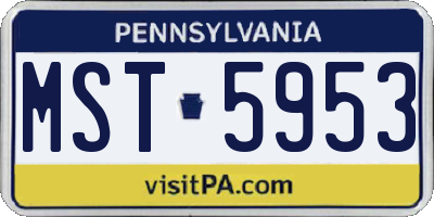 PA license plate MST5953