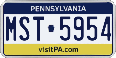 PA license plate MST5954