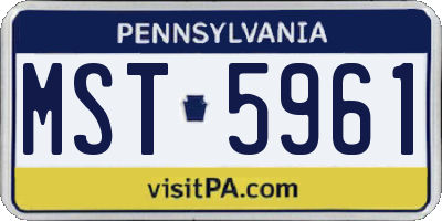 PA license plate MST5961