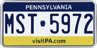 PA license plate MST5972
