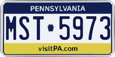 PA license plate MST5973