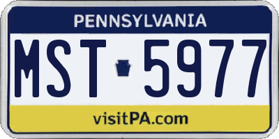 PA license plate MST5977