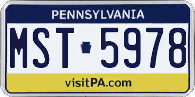 PA license plate MST5978