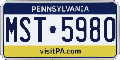 PA license plate MST5980