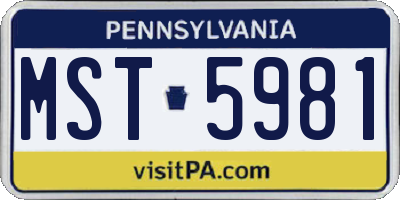 PA license plate MST5981