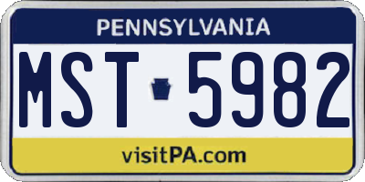 PA license plate MST5982