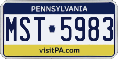 PA license plate MST5983