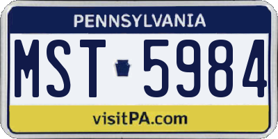 PA license plate MST5984