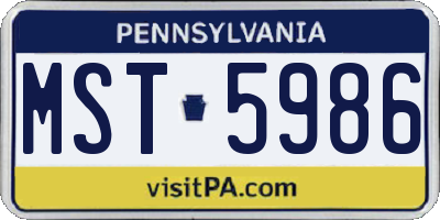 PA license plate MST5986