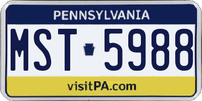 PA license plate MST5988