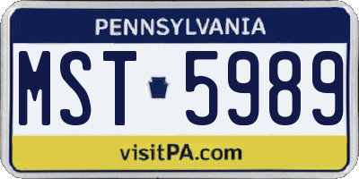 PA license plate MST5989