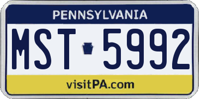 PA license plate MST5992