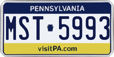 PA license plate MST5993