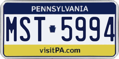 PA license plate MST5994