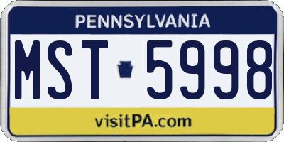 PA license plate MST5998