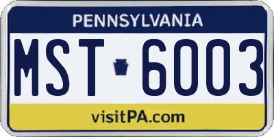 PA license plate MST6003