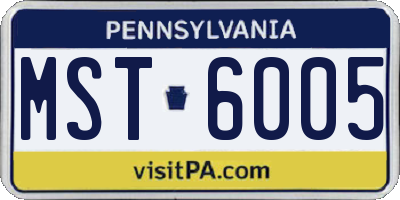 PA license plate MST6005