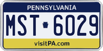 PA license plate MST6029