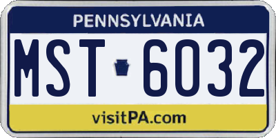 PA license plate MST6032