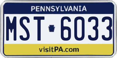 PA license plate MST6033