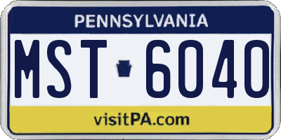 PA license plate MST6040