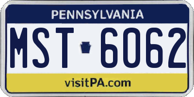 PA license plate MST6062