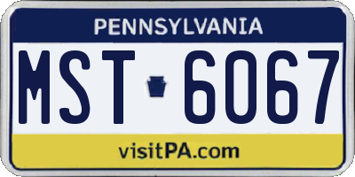 PA license plate MST6067