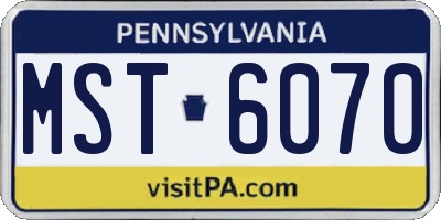 PA license plate MST6070