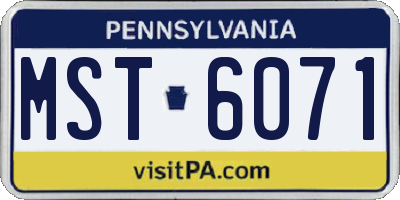 PA license plate MST6071