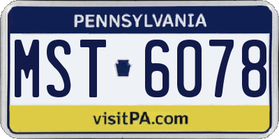 PA license plate MST6078