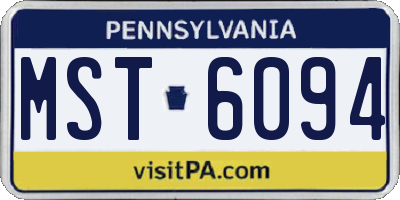 PA license plate MST6094