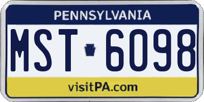 PA license plate MST6098
