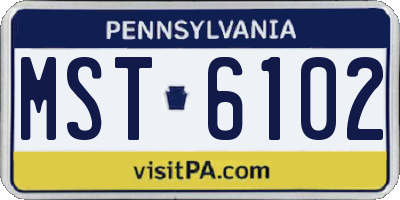 PA license plate MST6102