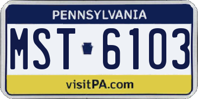 PA license plate MST6103